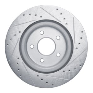 Infiniti QX50 Brake Rotor (1) - Rear Left - R1 Concepts - Drilled & Slotted - Silver - `19-`24